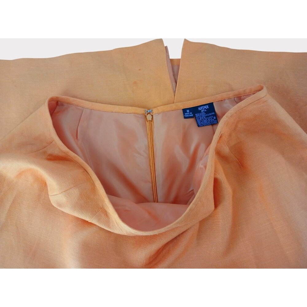 Kasper Womens Orange Pencil Skirt Size 18 Linen Blend Lining Back Zip - Picture 5 of 7